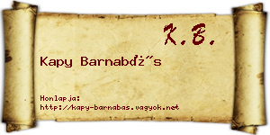 Kapy Barnabás névjegykártya